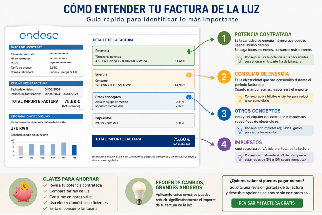 factura de la luz explicada paso a paso